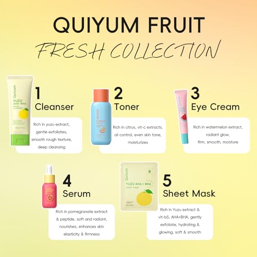 Image 2 of QUIYUM Skin Care Set for Oily & Combination Skin, Natural Fruit Skincare