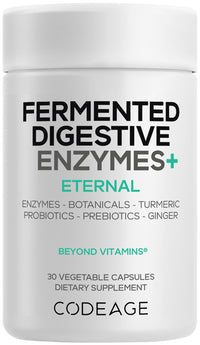 Thumbnail for Codeage Fermented Digestive Enzymes Supplement - 14 Digestive Enzymes, Probiotics, Prebiotics, Fermented Botanicals, Plant-Based Multi Pancreatic Enzymes - 1 Capsule a Day - 30 Capsules