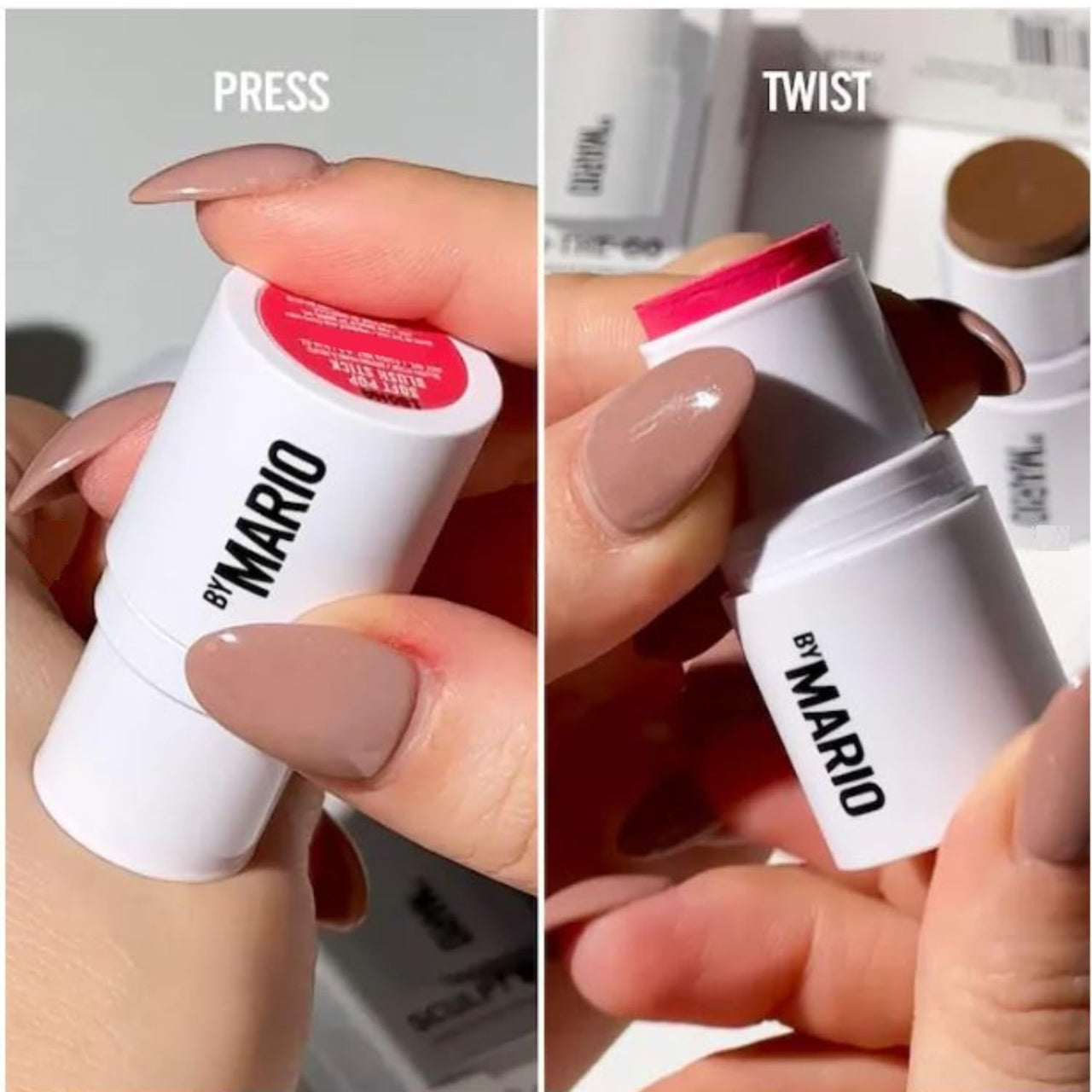 Makeup By Mario Sculpt & Pop On the Go Duo Contour and Blush Stick - Medium/Pale Petal - Warm Golden/Soft Pink
