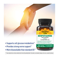 Thumbnail for Country Life Benfotiamine with Thiamin, Nerve Health Support, 150mg, 60 Vegetarian Capsules, Certified Gluten Free, Certified Vegan