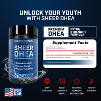 Thumbnail for DHEA Supplement for Men DHEA 100mg - Pure DHEA Supplement for Men for Strength and Hormone Balance - DHEA for Women and Men - High Purity Enhanced Absorption 60 SV USA