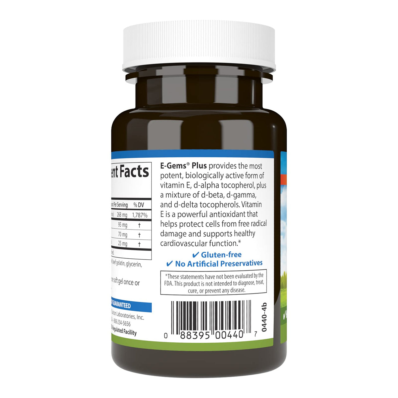 Carlson Labs E-Gems Plus Natural Vitamin E, 400 IU, 50 Softgels