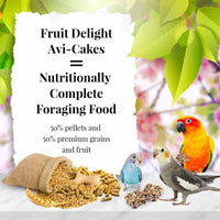 Thumbnail for LAFEBER'S Fruit Delight Avi-Cakes Pet Bird Food, Made with Non-GMO and Human-Grade Ingredients, for Cockatiels Conures Parakeets (Budgies) Lovebirds (8 oz Pack of 1)