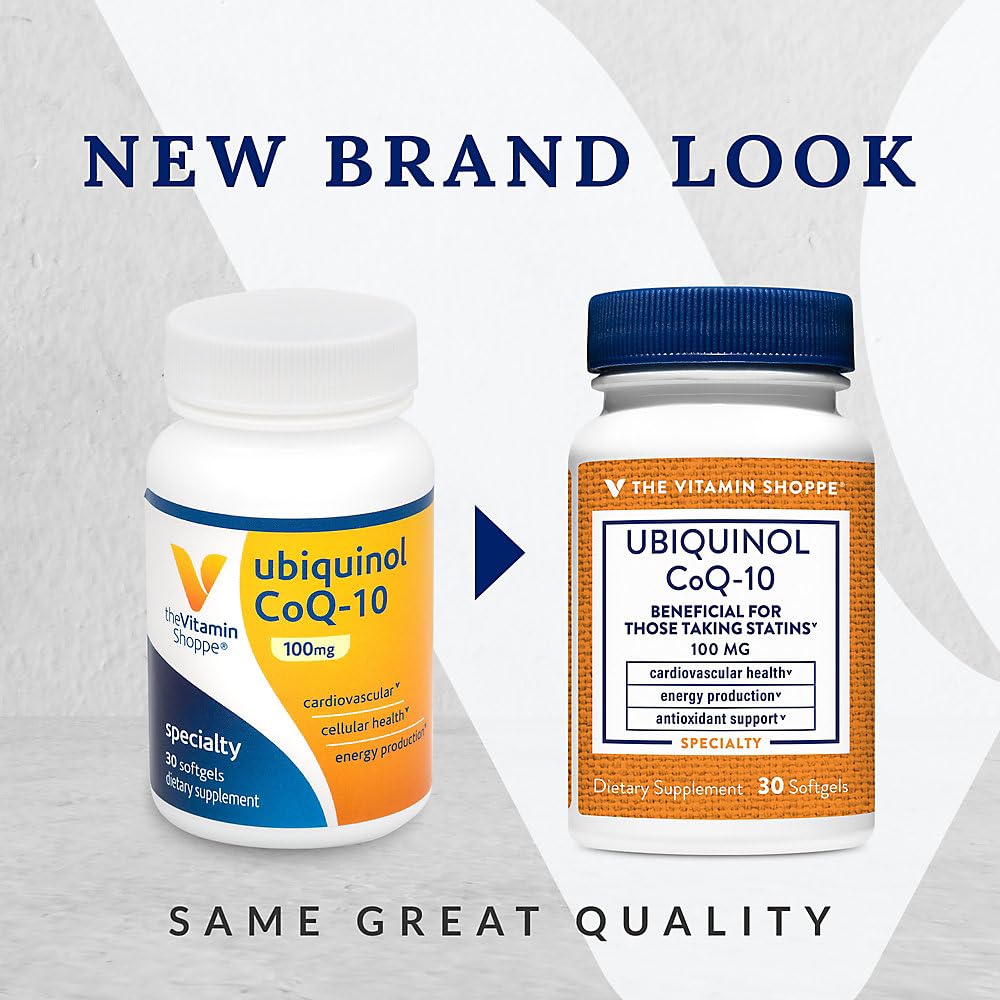 The Vitamin Shoppe Ubiquinol CoQ-10 100mg Beneficial for Those (30 Softgels)