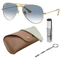 Image 1 of Ray-Ban RB3025 AVIATOR GRADIENT Pilot Shaped Non-Polarized Sunglasses for Men & Women – Includes Official RAYBAN Eyewear Kit – Ideal Formal & Casual Wear Sunglasses – Light Blue Lens