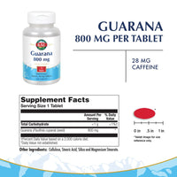 Thumbnail for KAL Guarana 800 | Approx. 28 milligrams of Naturally Occurring Caffeine | Healthy Energy and Focus Support | 120 Tablets
