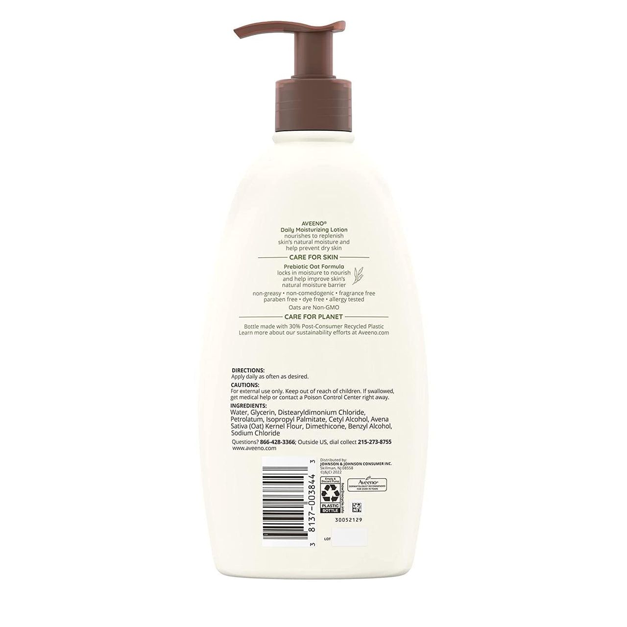 Aveeno Daily Moisturizing Body Lotion with Soothing Oat and Rich Emollients, Fragrance-Free, 18 Fl Oz