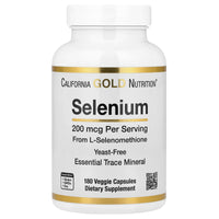 Thumbnail for Selenium, L-Selenomethionine, Essential Mineral Antioxidant Support, Yeast-Free, 200 mcg, 180 Veggie Capsules