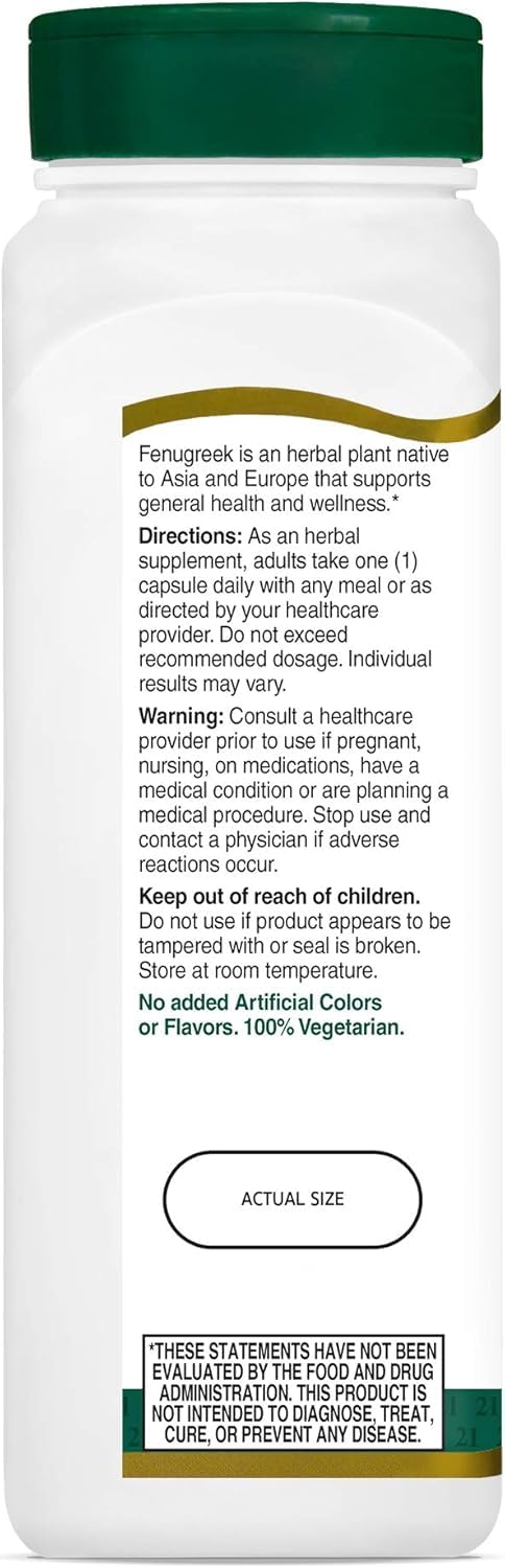 21st Century Fenugreek 610 Mg, 100 Count
