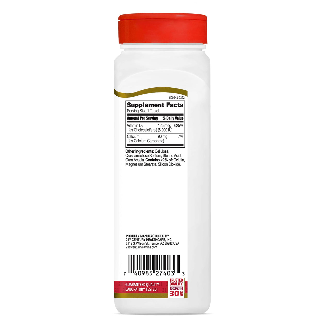 21st Century D3 5000 IU Tablets, 360 Count (Pack of 1)