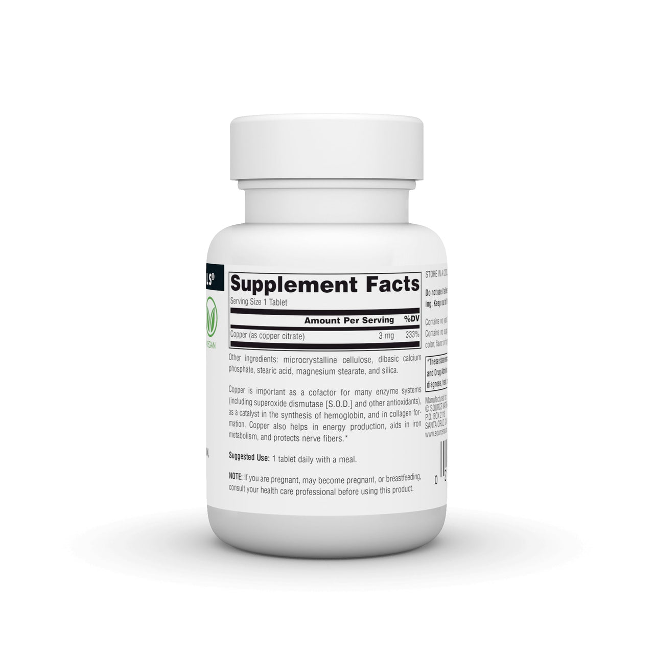Source Naurals Copper, Supports Energy, Cognition, and Immune Health*, 3 mg - 120 Tablets