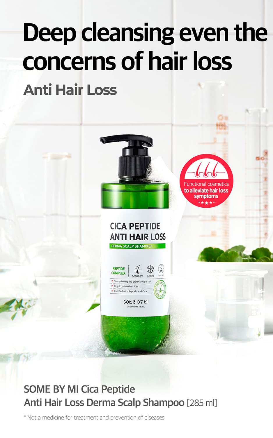 Some by MI CICA Peptide Anti Hair Loss, Derma Scalp Shampoo, 9.63 fl oz (285 ml)