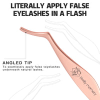 Thumbnail for Pretty memory Eyelash Applicator Tool Stainless Steel Lash Tweezers Curved Eyelash Tweezers for Easy Lash Application and Removal, Rose Gold