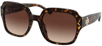 Thumbnail for Tory Burch TY 7143U 172813 Dark Tortoise Plastic Square Sunglasses Brown Gradient Lens
