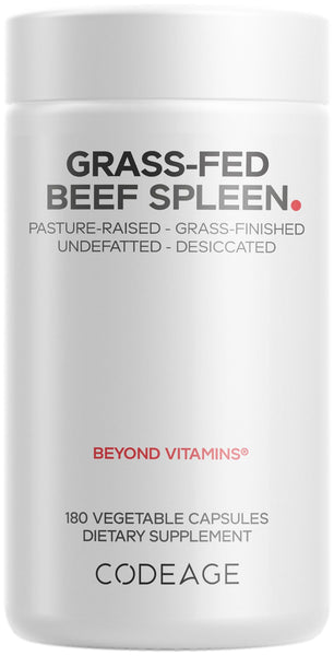 Codeage Grass Fed Beef Spleen Supplement - 2-Month Supply - Freeze Dried, Non-Defatted, Desiccated Bovine Pills Glandulars Meat – Pasture Raised Beef Vitamins for Spleen -180 Capsules