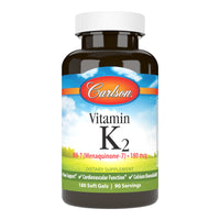 Thumbnail for Carlson - Vitamin K2 MK-7 (Menaquinone), 180 mcg, Bone Support, Calcium Bioavailability, K2 Vitamin, Vitamin K-2, 180 Softgels