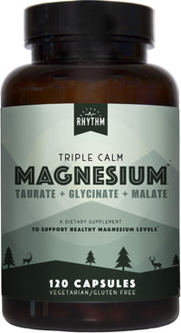 Thumbnail for Natural Rhythm Triple Calm Magnesium Complex - 120 Capsules, Chelated Magnesium Glycinate, Taurate & Malate, High Absorption Supplement for Sleep, Stress, Muscle & Heart Support, Non-GMO, Vegan