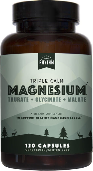 Natural Rhythm Triple Calm Magnesium Complex - 120 Capsules, Chelated Magnesium Glycinate, Taurate & Malate, High Absorption Supplement for Sleep, Stress, Muscle & Heart Support, Non-GMO, Vegan