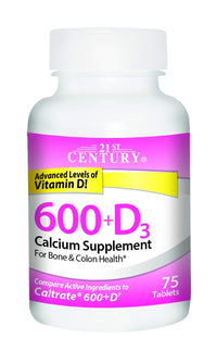 Thumbnail for 21st Century Calcium 600+D3 Tablet 600mg-800U 75 Count (2 pack)