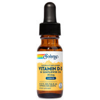 Thumbnail for SOLARAY Vitamin D3 Liquid Drops 25 mcg (1000 IU) - Enhanced Absorption Vitamin D Drops in Sunflower Oil for VIT D3 Support - Naturally Unflavored, Dropper Included - Approx. 500 Servings, 0.5oz
