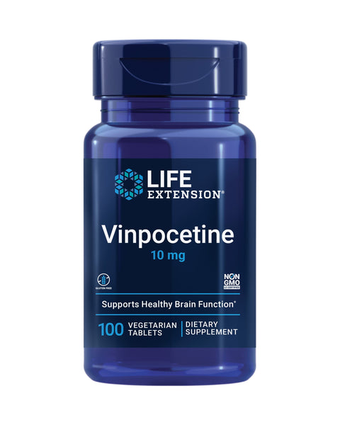 Life Extension Vinpocetine, derived from Periwinkle Plant, Concentration and Memory, Gluten-Free, Non-GMO, Vegetarian, 100 Tablets