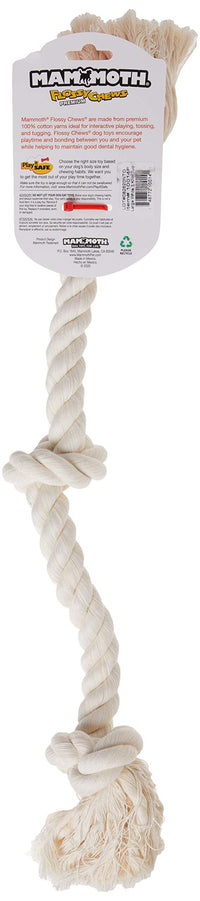 Thumbnail for Flossy Chews 100-Percent Cotton White 3-Knot Rope Tug, Large, 25-Inch