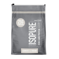 Thumbnail for Isopure Zero Carb 100% Pure Whey Isolate Protein Powder, Gluten Free, with Vitamins, Cookies & Cream, 25g Protein Per Serving, 7.5 Lbs, 110 Servings (Packaging May Vary)