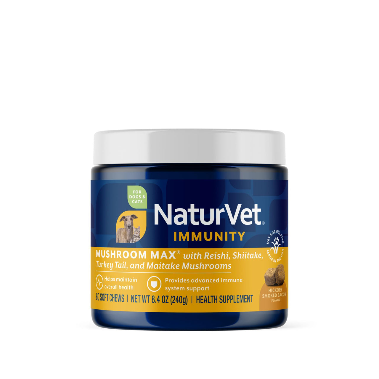NaturVet Mushroom Max Advanced Immune Support Dog Supplement – Helps Strengthen Immunity, Overall Health for Dogs – Includes Shitake Mushrooms, Reishi, Turkey Tail – 60 Ct.
