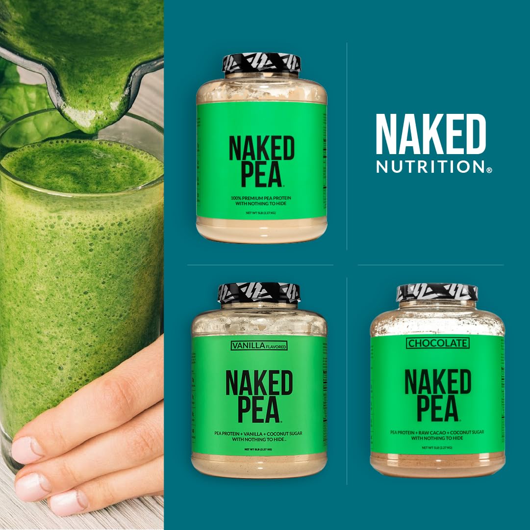 NAKED Chocolate Pea Protein Isolate 5LB Bulk Pure Micronized Creatine Monohydrate 500g (100 Servings) – Plant-Based; Vegan; Non-GMO; Gluten Free; Soy Free; Lactose Free