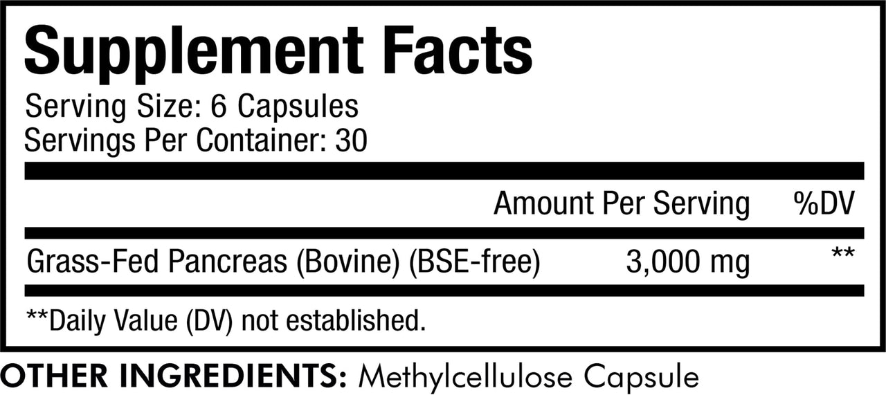 Codeage Grass Fed Beef Pancreas Supplement Glandulars - Freeze Dried, Non-Defatted Desiccated Beef Pancreas Pills – Pancreatic Enzymes Diet Meat - Pasture Raised Bovine Vitamins - 180 Capsules