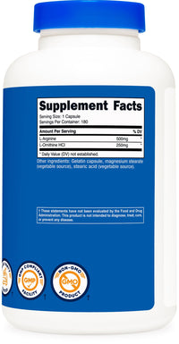 Thumbnail for Nutricost L-Arginine L-Ornithine 750mg; 180 Capsules