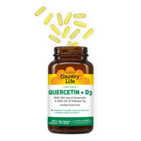 Thumbnail for Country Life Quercetin 500mg Capsules with Vitamin D3 800 IU – Immune Support Supplement for Adults – Daily Immune Boosters – Quercetin Immune System Boost, 90 Capsules