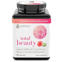 Thumbnail for Youtheory Total Beauty, Hibiscus and Cucumber Botanical Blend. 90 Capsules