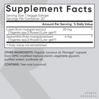 Thumbnail for Sports Research® Lutein and Zeaxanthin Capsules - Eye Health Support Supplement Made with Lute-Gen® and Organic Coconut Oil - Vegan Friendly & Non-GMO Verified - 30 Veggie Softgels