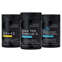 Thumbnail for Sports Research® Multivitamins Pack - DHA Omega-3 Fish Oil 700 mg + Vitamin D3 + K2 5000iu + Magnesium L-Threonate Capsules 2000mg