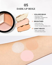 Thumbnail for THESAEM Cover Perfection Triple Pot Concealer - 05 Dark Up Beige for Dark Circles & Under-Eye - 3-Color Multi Concealer Palette with Volume & Brightening - Korean Makeup with Sweet Almond Oil