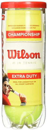 Thumbnail for Wilson Championship Extra Duty Tennis Ball – 4 Can Pack (12 Balls) | Pressurized Balls with Seal Design | Highly Elastic, Ideal for Training & Matches - Yellow