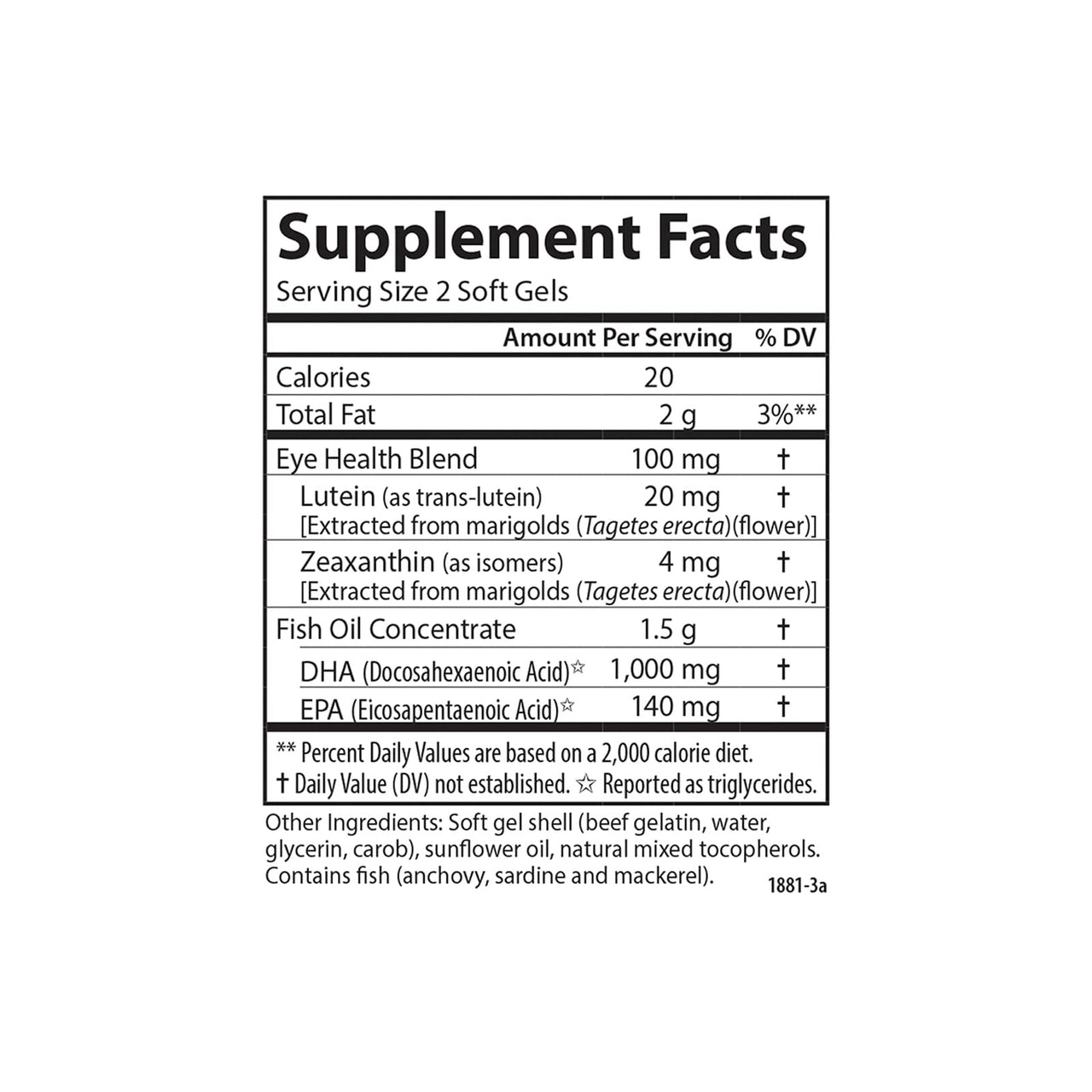 Carlson - Super DHA Plus Lutein, 1000 mg DHA + 20 mg Lutein, 60 Softgels