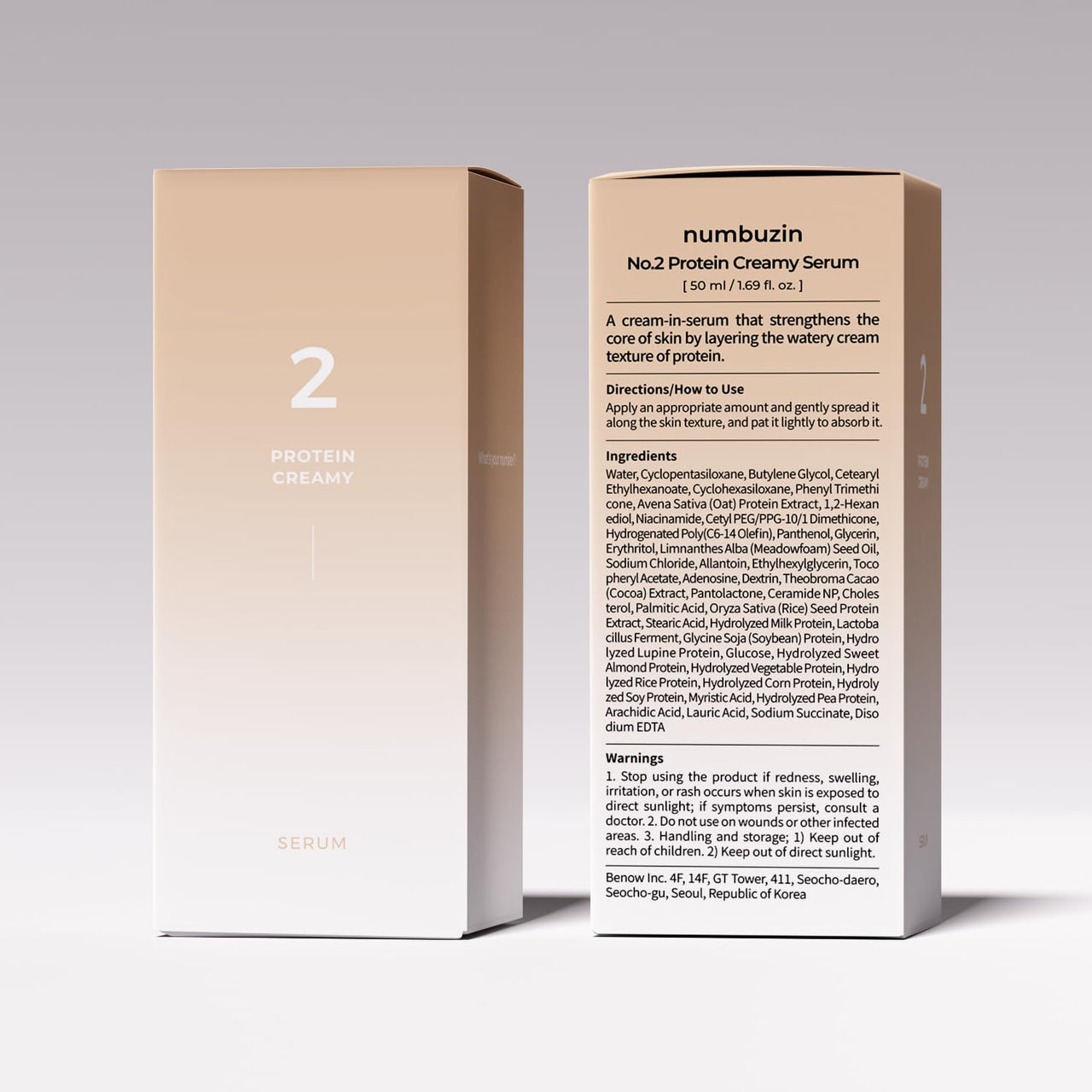 numbuzin No.2 Serum | Creamy 43% Protein Serum | Oat Protein, Ceramide, Panthenol for Skin Barrier | Korean Skincare for Sensitive, Loose Skin | 1.69 fl. oz.