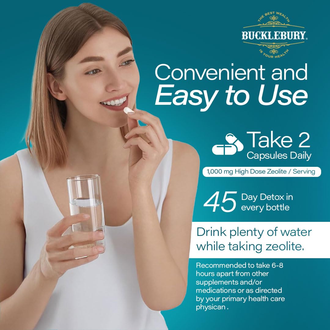 BUCKLEBURY Micronized Zeolite Capsules - Mineral Zeolite Detox for Adults - Supports Immune System, Metabolism & Digestive Health - Advanced Formula for Men & Women - 90 Vegan Capsules
