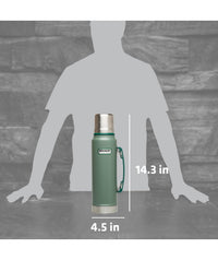 Thumbnail for Stanley Heritage Classic Vacuum Bottle with Handle 1.1 qt | Wide Mouth w/Leakproof Cup Lid | Keep Drinks Hot or Cold | Insulated Stainless Steel Thermal Bottle | BPA-Free | Hammertone Green