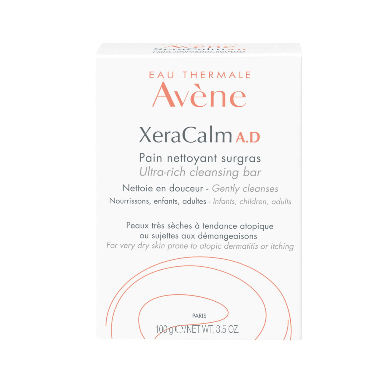 Avène Xercalm A.D Ultra-Rich Cleansing Bar for Atopic Dermatitis, Eczema Prone Skin, Fragrance-Free, 100 g