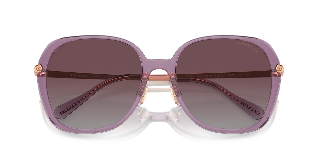 COACH Women's HC8403D Square Sunglasses, Transparent Purple/Grey Purple Gradient Polarized, 59 mm
