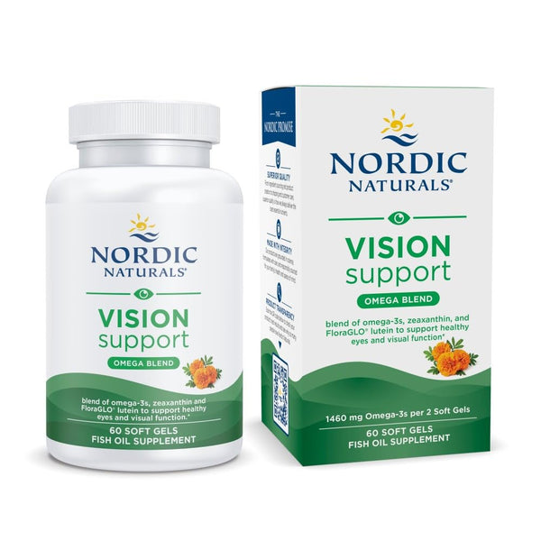 Nordic Naturals Vision Support, Lemon - 60 Soft Gels - with Zeaxanthin and FloraGLO Lutein, for Healthy Eyes and Vision - 30 Servings