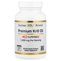 Thumbnail for California Gold Nutrition Premium Krill Oil with Superba2 Bioavailable Omega-3s from Antarctic Krill - Heart & Brain Health Support - Gluten Free, Non-GMO - 1000 mg - 60 Fish Gelatin Softgels