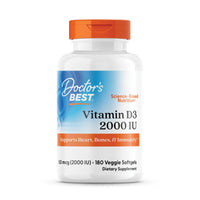 Thumbnail for Doctor's Best Vitamin D3 2000 IU Softgels for Men & Women - Vitamin D Supplement for Immune System & Heart Health Support, 50 mcg per Serving, Vit D 3, Non GMO, Gluten & Soy Free - 180 Veggie Softgels