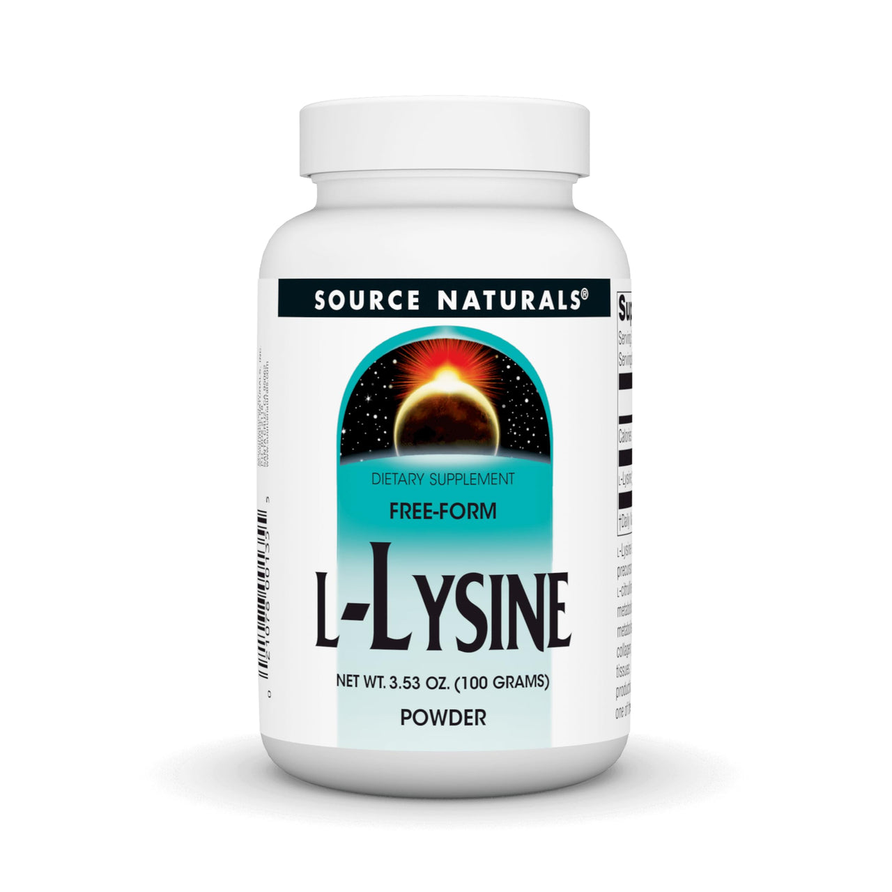 Source Naturals L-Lysine Free Form Powder -Amino Acid Supplement Supports Energy Formation & Collagen* - 100 Grams