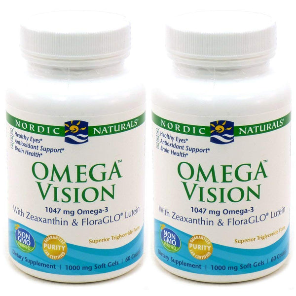 Nordic Naturals Omega Vision, Lemon - 60 Soft Gels - Pack of 2-1460 mg Omega-3 + FloraGLO Lutein & Zeaxanthin - Eye Health, Brain Health, Antioxidant Support - Non-GMO - 60 Total Servings