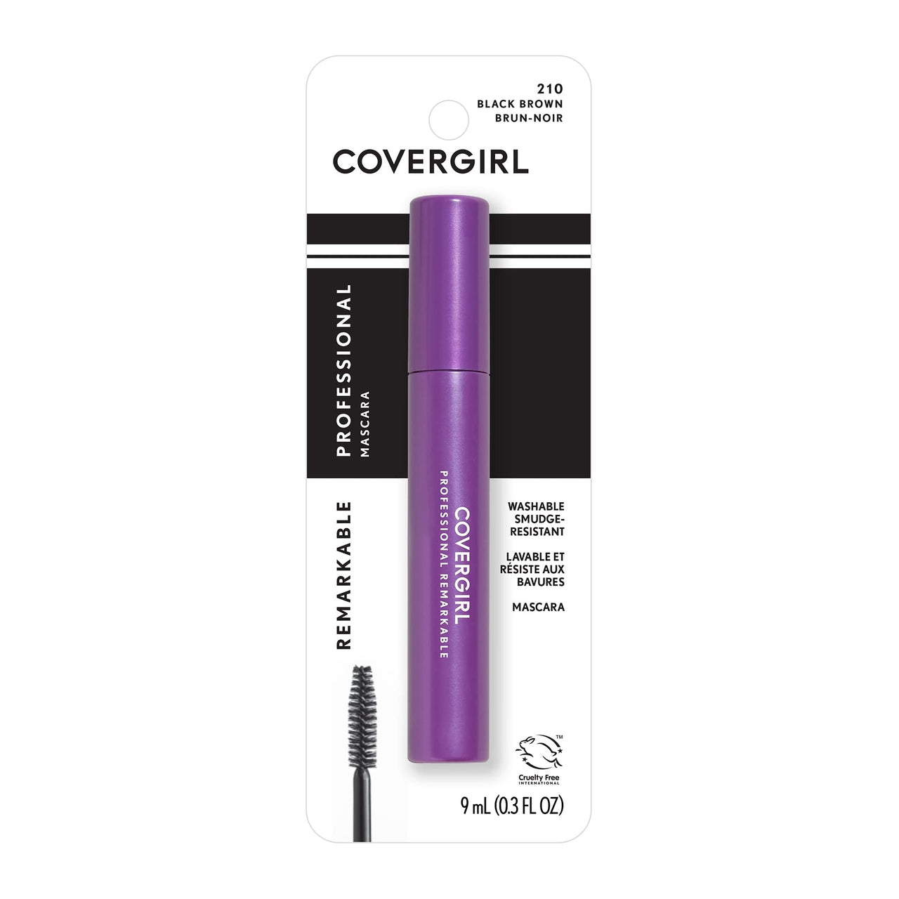 COVERGIRL Professional Mascara - Black Brown, Long Lasting, Smudge-Proof, Voluminous & Lengthening, Resists Swipes & Smears, Darkens & Defines All Day