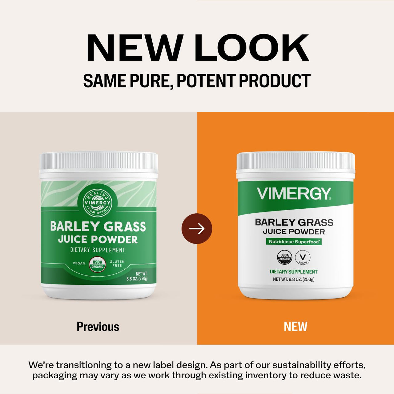 Vimergy Barley Grass Juice Powder Dietary Supplement - 0.8g per Serving (312 Servings) – Clean Superfood Formula – Promotes Cardiovascular Health* – Organic, Vegan & Gluten-Free – Regular Size 250g